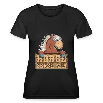 Pferd Reitsport - Frauen Funktions-T-Shirt - Schwarz - Vorne - AI Model Female 172 light (172cm)