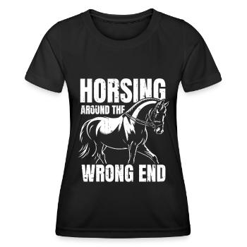 Pferd Reitsport - Frauen Funktions-T-Shirt - Schwarz - Vorne - AI Model Female 172 light (172cm)