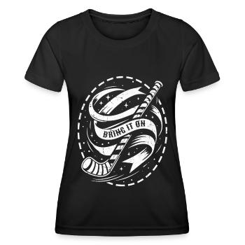 Ice Hockey Goalkeeper Hockey Stick - Women's Functional T-Shirt - black - Front - AI Model Female 172 light (172cm)