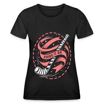 Ice Hockey Goalkeeper Hockey Stick - Women's Functional T-Shirt - black - Front - AI Model Female 172 light (172cm)