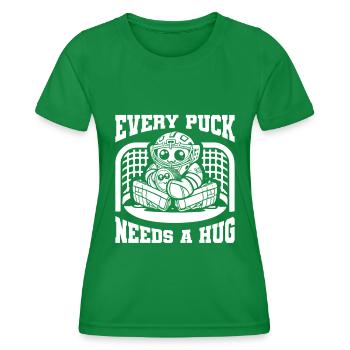 Eishockey Torwart Torwart Puck - Frauen Funktions-T-Shirt - Kelly Green - Vorne - AI Model Female 172 dark (172cm)