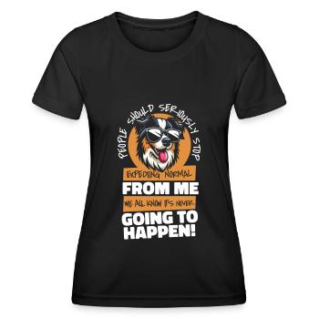 Australian Shepherd - Frauen Funktions-T-Shirt - Schwarz - Vorne - AI Model Female 172 light (172cm)