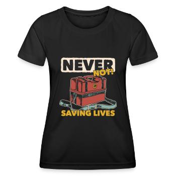 Rettungsdienst Sanitäter Rettungssanitäter - Frauen Funktions-T-Shirt - Schwarz - Vorne - AI Model Female 172 light (172cm)