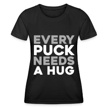 Eishockey Torwart Torwart Puck - Frauen Funktions-T-Shirt - Schwarz - Vorne - AI Model Female 172 light (172cm)