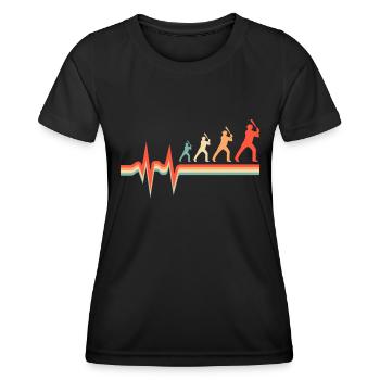 Softball Ekg Heartbeat - Frauen Funktions-T-Shirt - Schwarz - Vorne - AI Model Female 172 light (172cm)