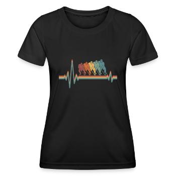 Rythme cardiaque d’électrocardiogramme de hockey sur glace - T-shirt sport Femme - noir - Devant - AI Model Female 172 light (172cm)