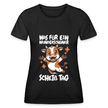 Vache Fermier Bétail Drôle - T-shirt sport Femme - noir - Devant - AI Model Female 172 light (172cm)