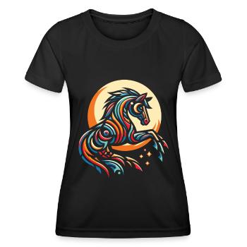 Phases de lune équestre du cheval - T-shirt sport Femme - noir - Devant - AI Model Female 172 light (172cm)