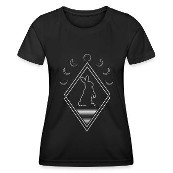 Lapin Lapin Phases de Lune - T-shirt sport Femme - noir - Devant - AI Model Female 172 light (172cm)