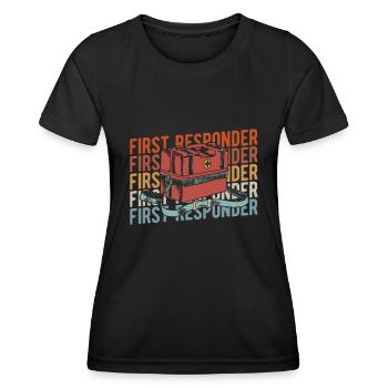 Rettungsdienst Sanitäter Rettungssanitäter - Frauen Funktions-T-Shirt - Schwarz - Vorne - AI Model Female 172 light (172cm)