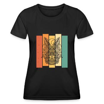 Bunny Rabbit Tribal Phases de lune - T-shirt sport Femme - noir - Devant - AI Model Female 172 light (172cm)