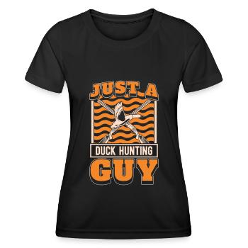 Ente Jagd Entenjagd Just A Duck Hunting Guy - Women's Functional T-Shirt - black - Front - AI Model Female 172 light (172cm)
