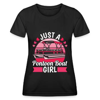 Pontonboot Just A Pontoon Boat Girl - Frauen Funktions-T-Shirt - Schwarz - Vorne - AI Model Female 172 light (172cm)