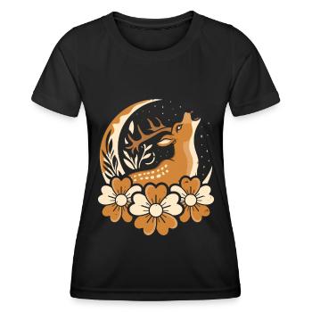 Deer Wild Floral Moon - Women's Functional T-Shirt - black - Front - AI Model Female 172 light (172cm)