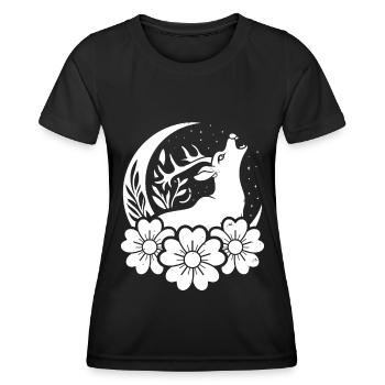 Deer Wild Floral Moon - Women's Functional T-Shirt - black - Front - AI Model Female 172 light (172cm)