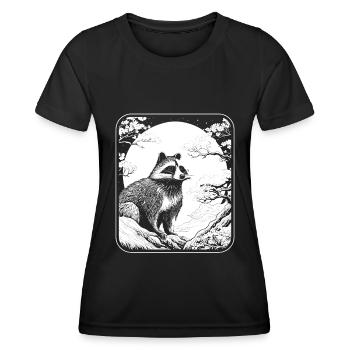 Waschbär Japan Cherry Blossom Moon - Frauen Funktions-T-Shirt - Schwarz - Vorne - AI Model Female 172 light (172cm)