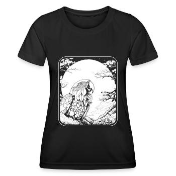 Papagei Japan Cherry Blossom Moon - Frauen Funktions-T-Shirt - Schwarz - Vorne - AI Model Female 172 light (172cm)