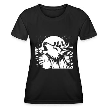 Cerf Lune Hurlement - T-shirt sport Femme - noir - Devant - AI Model Female 172 light (172cm)