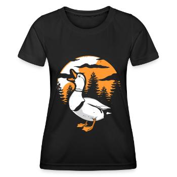 Canard Lune Hurlement - T-shirt sport Femme - noir - Devant - AI Model Female 172 light (172cm)