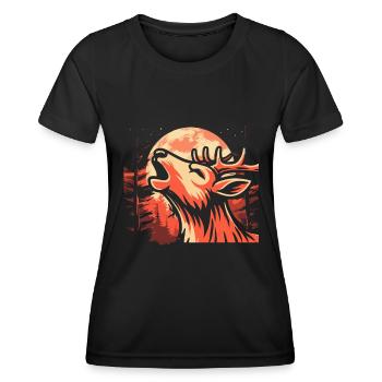 Cerf Lune Hurlement - T-shirt sport Femme - noir - Devant - AI Model Female 172 light (172cm)
