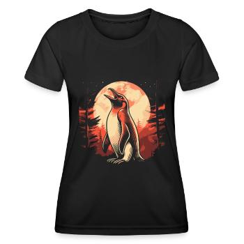 Pingouin Lune Hurlement - T-shirt sport Femme - noir - Devant - AI Model Female 172 light (172cm)