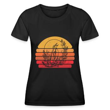Pinguin Japan Cherry Blossom Moon - Frauen Funktions-T-Shirt - Schwarz - Vorne - AI Model Female 172 light (172cm)