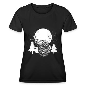 Mouton Lune Hurlement - T-shirt sport Femme - noir - Devant - AI Model Female 172 light (172cm)