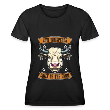 Éleveur de vaches, éleveur laitier, chef d’exploitation - T-shirt sport Femme - noir - Devant - AI Model Female 172 light (172cm)