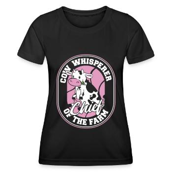 Éleveur de vaches, éleveur laitier, chef d’exploitation - T-shirt sport Femme - noir - Devant - AI Model Female 172 light (172cm)