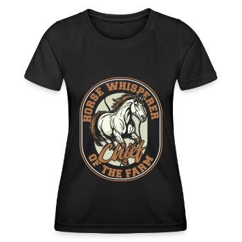 Cheval Equestre Chef de la Ferme - T-shirt sport Femme - noir - Devant - AI Model Female 172 light (172cm)