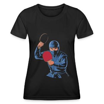 Table tennis Ping-pong Table tennis Ninja - Women's Functional T-Shirt - black - Front - AI Model Female 172 light (172cm)