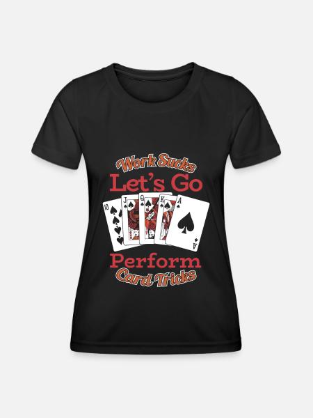Kartentricks - Frauen Funktions-T-Shirt - Schwarz