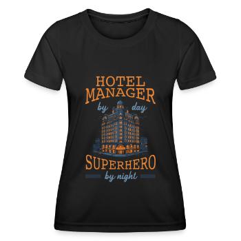 Direction de l’hôtel - T-shirt sport Femme - noir - Devant - AI Model Female 172 light (172cm)