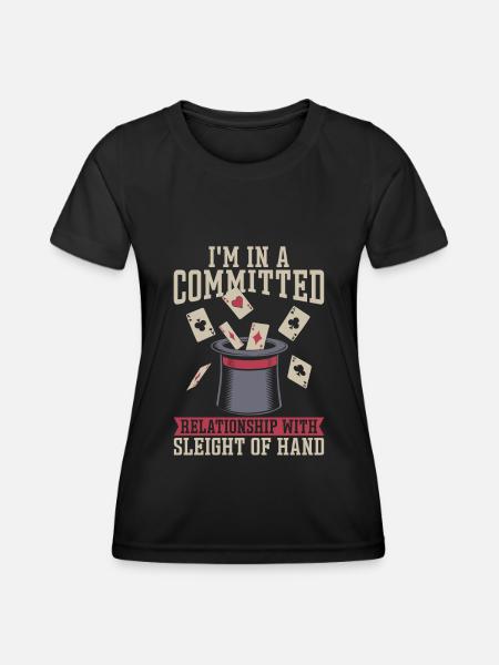 Kartentricks - Frauen Funktions-T-Shirt - Schwarz