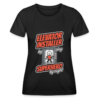 Installateur d’ascenseur - T-shirt sport Femme - noir - Devant - AI Model Female 172 light (172cm)