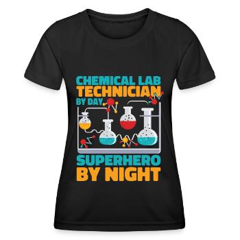 Assistant de laboratoire chimique - T-shirt sport Femme - noir - Devant - AI Model Female 172 light (172cm)
