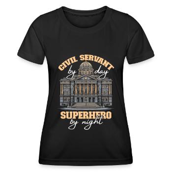 Beamte - Frauen Funktions-T-Shirt - Schwarz - Vorne - AI Model Female 172 light (172cm)