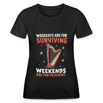Harfe - Frauen Funktions-T-Shirt - Schwarz - Vorne - AI Model Female 172 light (172cm)