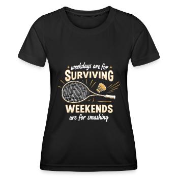 Badminton Federball - Frauen Funktions-T-Shirt - Schwarz - Vorne - AI Model Female 172 light (172cm)