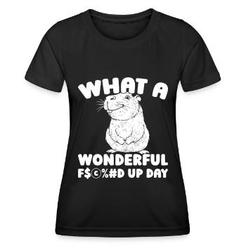 Capybara Wasserschwein Fucked Up Day - Women's Functional T-Shirt - black - Front - AI Model Female 172 light (172cm)