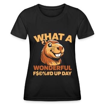 Capybara Wasserschwein Fucked Up Day - Women's Functional T-Shirt - black - Front - AI Model Female 172 light (172cm)