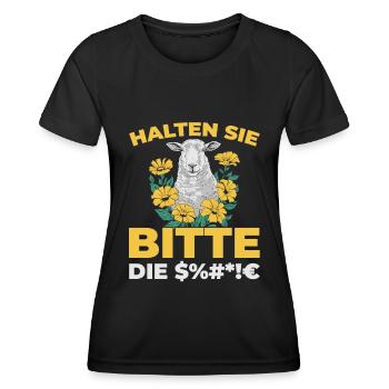 Schaf Halten Sie Bitte Die Fresse - Frauen Funktions-T-Shirt - Schwarz - Vorne - AI Model Female 172 light (172cm)