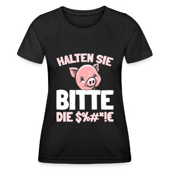 Porc Éleveur de porcs - T-shirt sport Femme - noir - Devant - AI Model Female 172 light (172cm)