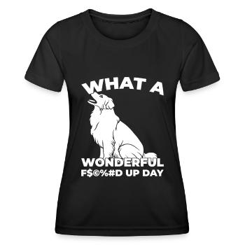 Australian Shepherd Fucked Up Day - Women's Functional T-Shirt - black - Front - AI Model Female 172 light (172cm)