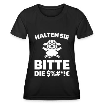 Schaf Halten Sie Bitte Die Fresse - Frauen Funktions-T-Shirt - Schwarz - Vorne - AI Model Female 172 light (172cm)
