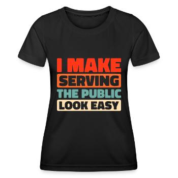 Beamte - Frauen Funktions-T-Shirt - Schwarz - Vorne - AI Model Female 172 light (172cm)