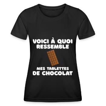 citation drôle mes tablettes de chocolat - T-shirt sport Femme - noir - Devant - AI Model Female 172 light (172cm)