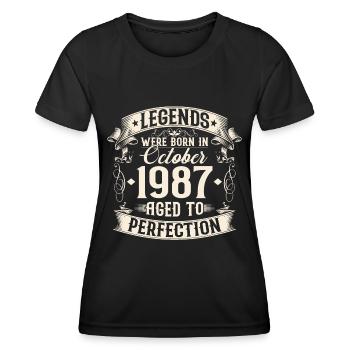 Octobre Né en 1987 Legends Anniversaire - T-shirt sport Femme - noir - Devant - AI Model Female 172 light (172cm)