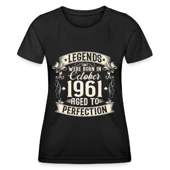Octobre Né 1961 Légendes Anniversaire - T-shirt sport Femme - noir - Devant - AI Model Female 172 light (172cm)