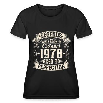 Octobre Né en 1978 Légendes Anniversaire - T-shirt sport Femme - noir - Devant - AI Model Female 172 light (172cm)